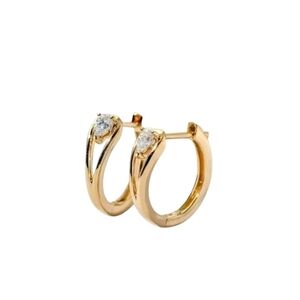 14K Gold Plated Diamond Huggie Hoop Earrings
